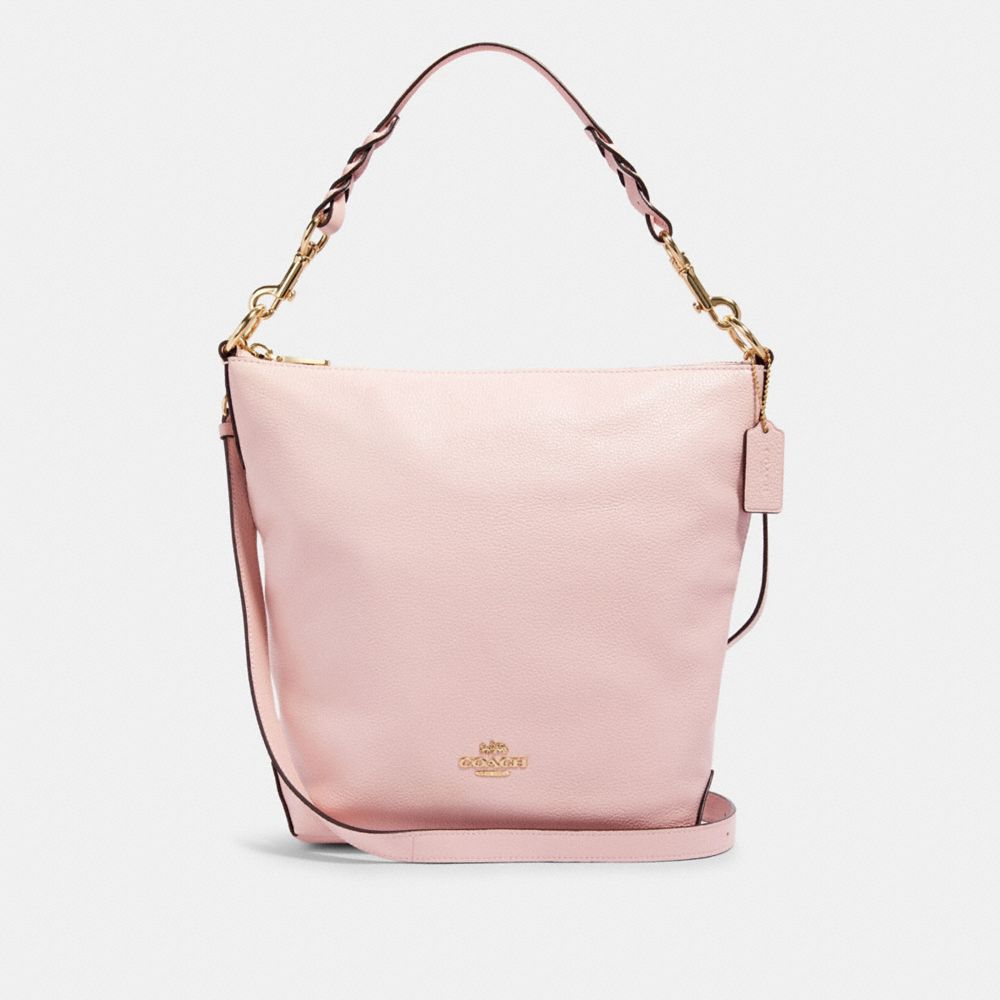 COACH®,ABBY SHOULDER BAG WITH ROSE BOUQUET PRINT INTERIOR,Leather,Gold/Blossom,Front View