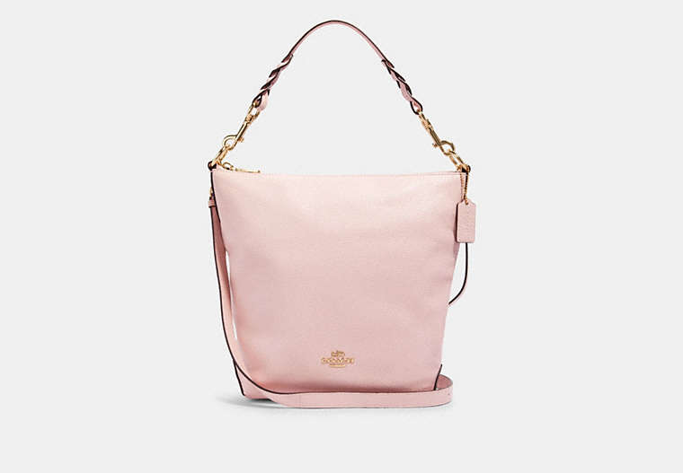 COACH®,ABBY SHOULDER BAG WITH ROSE BOUQUET PRINT INTERIOR,Leather,Gold/Blossom,Front View
