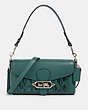 COACH®,JADE SHOULDER BAG,Leather,Silver/Dark Turquoise,Front View