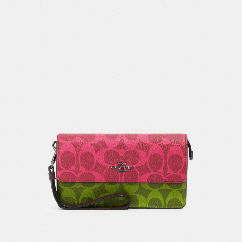 Foldover Wristlet In Blocked Signature Canvas