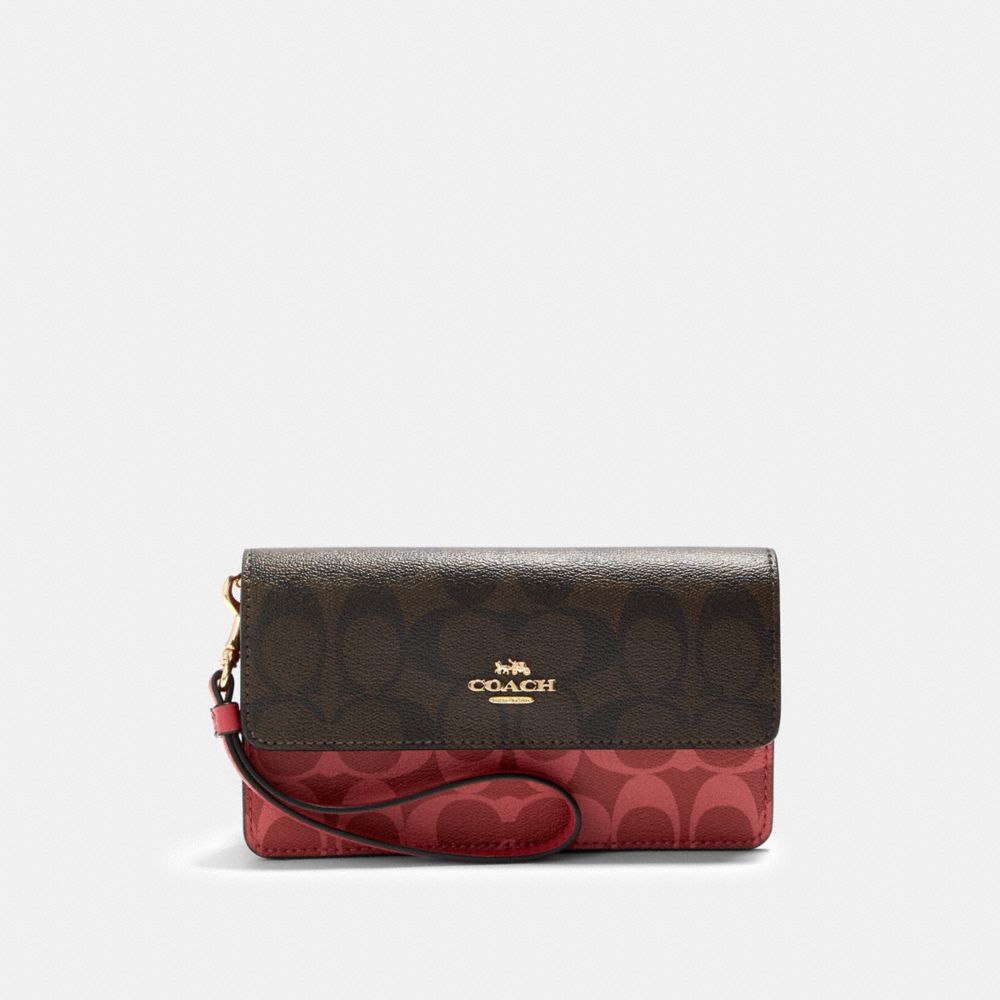 COACH Outlet Foldover Wristlet In Blocked Signature Canvas