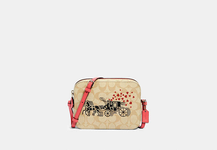 Mini Camera Bag In Signature Canvas With Horse And Carriage Hearts Motif