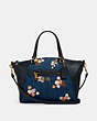COACH®,PRAIRIE SATCHEL WITH PAINTED FLORAL BOX PRINT,Leather,Gold/DENIM MULTI,Front View
