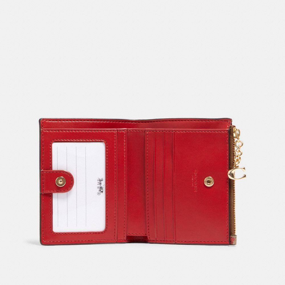 COACH®,Snap Card Case In Signature Canvas With Crayon Hearts Print,,Inside View,Top View