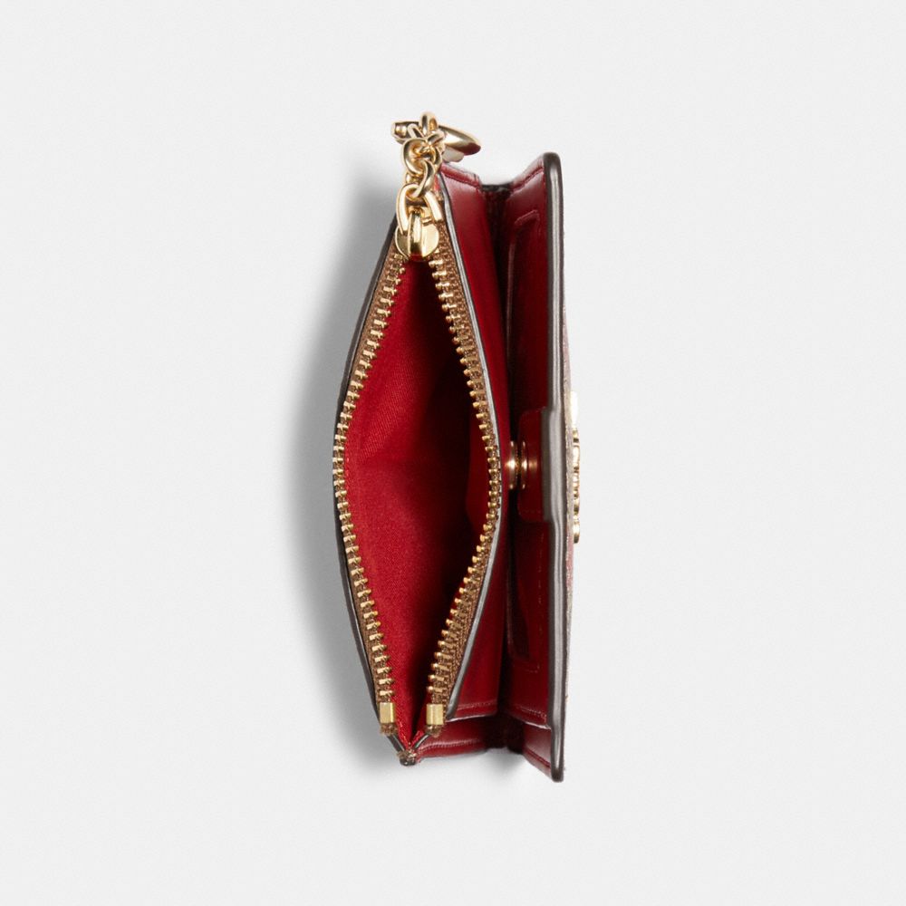 COACH®,Snap Card Case In Signature Canvas With Crayon Hearts Print,,Interior View