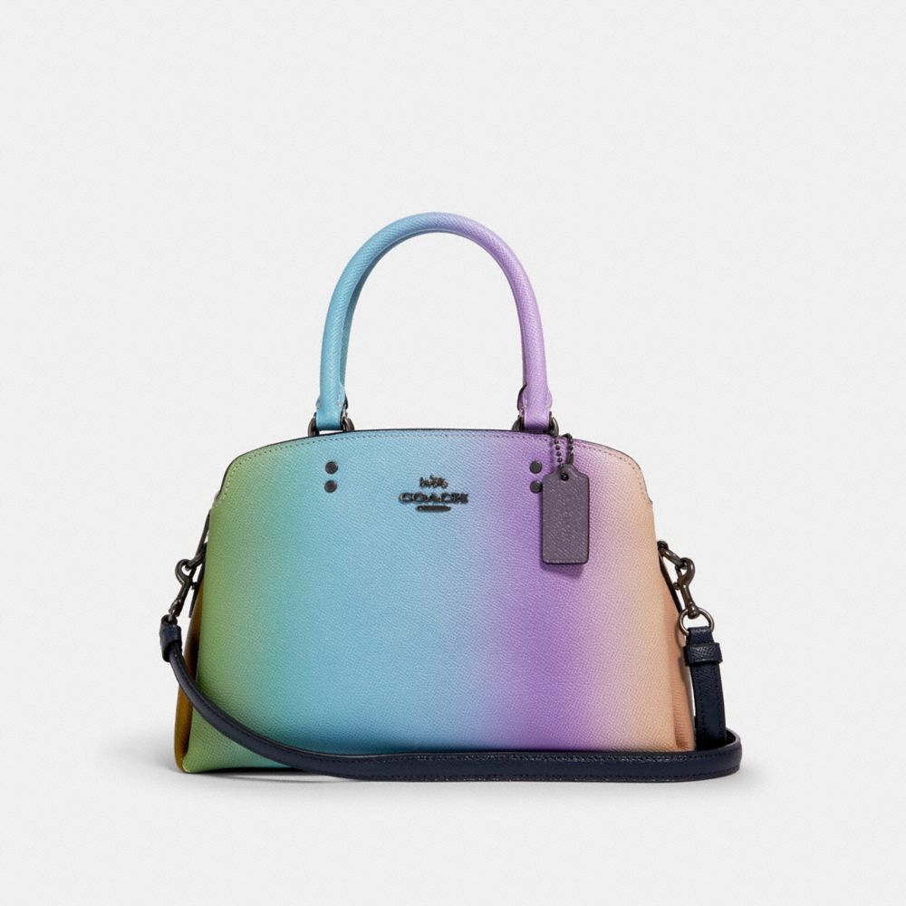 COACH®,MINI LILLIE CARRYALL WITH OMBRE,Leather,Gunmetal/Multicolor,Front View