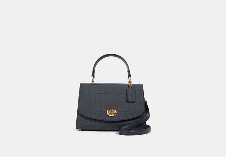 COACH®,TILLY TOP HANDLE SATCHEL,Leather,Gold/Midnight,Front View