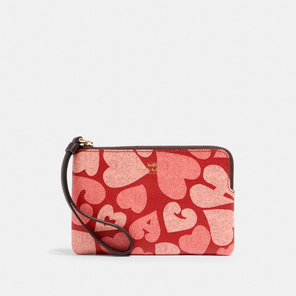 COACH® Outlet | Corner Zip Wristlet With Coach Heart Print