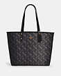 COACH®,REVERSIBLE CITY TOTE WITH HORSE AND CARRIAGE PRINT,pvc,X-Large,Gold/Black Grey Multi,Front View