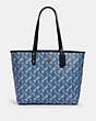 COACH®,REVERSIBLE CITY TOTE WITH HORSE AND CARRIAGE PRINT,pvc,X-Large,Silver/Indigo Pale Blue Multi,Front View