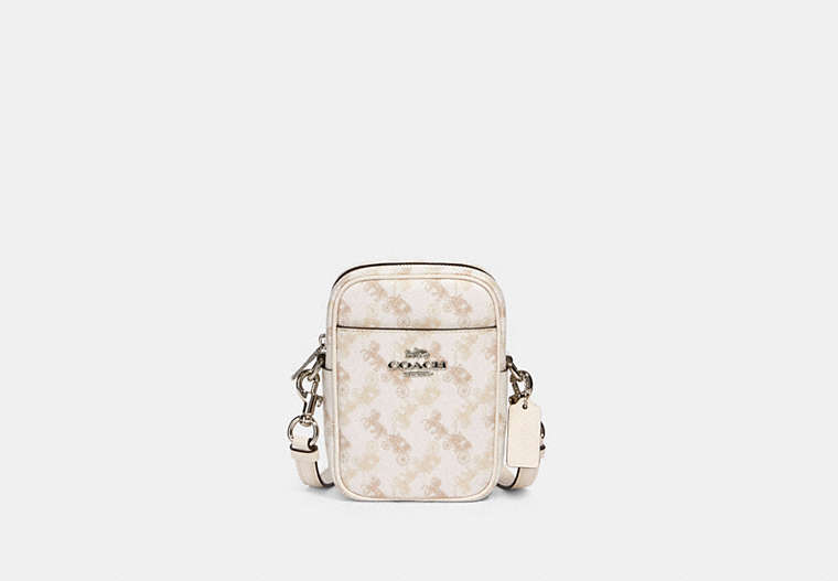 COACH®,PHOEBE CROSSBODY WITH HORSE AND CARRIAGE PRINT,pvc,Silver/Cream Beige Multi,Front View