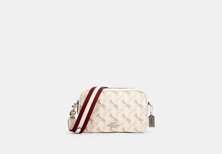 COACH®,JES CROSSBODY WITH HORSE AND CARRIAGE PRINT,pvc,Silver/Cream Beige Multi,Front View