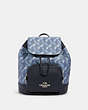 COACH®,JES BACKPACK WITH HORSE AND CARRIAGE PRINT,Leather,Silver/Indigo Pale Blue Multi,Front View