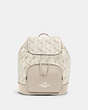 COACH®,JES BACKPACK WITH HORSE AND CARRIAGE PRINT,Leather,Silver/Cream Beige Multi,Front View