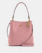 COACH®,TOWN BUCKET BAG,Pebbled Leather,Medium,Gold/True Pink,Front View