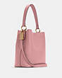 COACH®,TOWN BUCKET BAG,Pebbled Leather,Medium,Gold/True Pink,Angle View