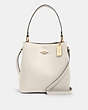 COACH®,TOWN BUCKET BAG,Pebbled Leather,Medium,Gold/Chalk Light Saddle,Front View