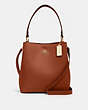 COACH®,TOWN BUCKET BAG,Pebbled Leather,Medium,Gold/Redwood/1941 Red,Front View