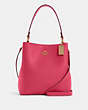 COACH®,TOWN BUCKET BAG,Pebbled Leather,Medium,Gold/Bold Pink,Front View