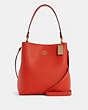 COACH®,TOWN BUCKET BAG,Pebbled Leather,Medium,Gold/Mango/Wine,Front View