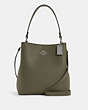 COACH®,TOWN BUCKET BAG,Pebbled Leather,Medium,Silver/Surplus/Black,Front View