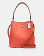 COACH®,TOWN BUCKET BAG,Pebbled Leather,Medium,Silver/Tangerine Taupe,Front View