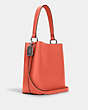 COACH®,TOWN BUCKET BAG,Pebbled Leather,Medium,Silver/Tangerine Taupe,Angle View