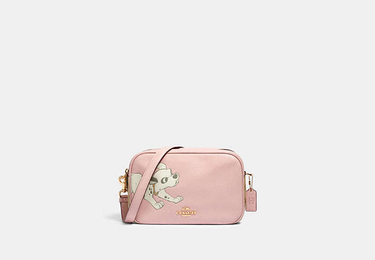 COACH®,DISNEY X COACH JES CROSSBODY IN SIGNATURE CANVAS WITH DALMATIAN,Leather,Gold/Blossom/Light Khaki Multi,Front View