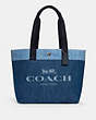 COACH®,TOTE,canvas,X-Large,Silver/Denim,Front View
