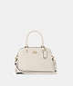 COACH®,MINI LILLIE CARRYALL,Leather,Large,Gold/Chalk,Front View