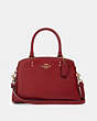 COACH®,MINI LILLIE CARRYALL,Leather,Large,Gold/Deep Scarlet,Front View