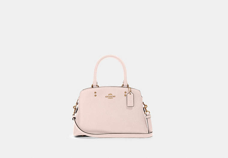 COACH®,MINI LILLIE CARRYALL,Leather,Large,Gold/Pale Pink,Front View