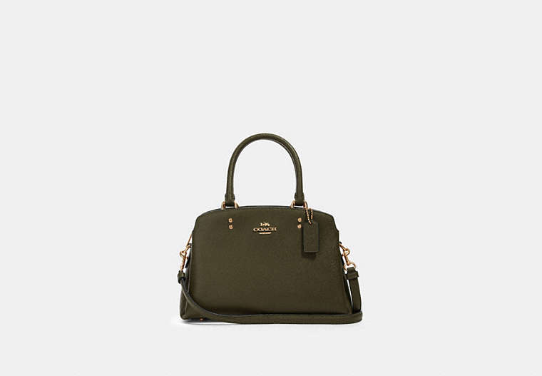 COACH®,MINI LILLIE CARRYALL,Leather,Large,Gold/Canteen,Front View