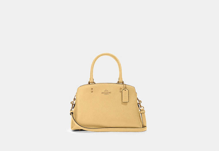 COACH®,MINI LILLIE CARRYALL,Leather,Large,Gold/Vanilla Cream,Front View