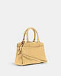 COACH®,MINI LILLIE CARRYALL,Leather,Large,Gold/Vanilla Cream,Angle View