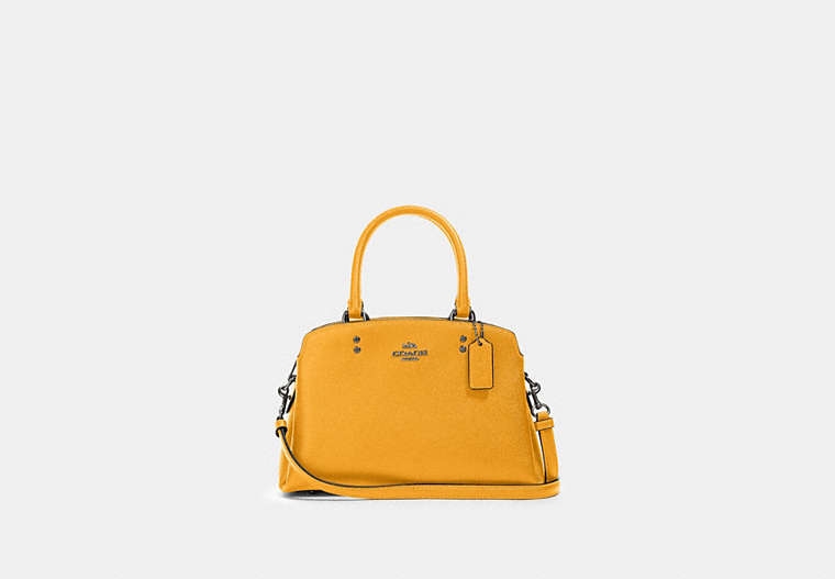 COACH®,MINI LILLIE CARRYALL,Leather,Large,Gunmetal/Honey,Front View