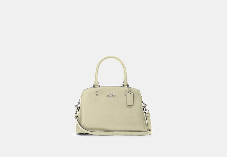 COACH®,MINI LILLIE CARRYALL,Leather,Large,Silver/Pale Green,Front View