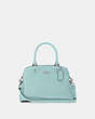 COACH®,MINI LILLIE CARRYALL,Leather,Large,Silver/Seafoam,Front View