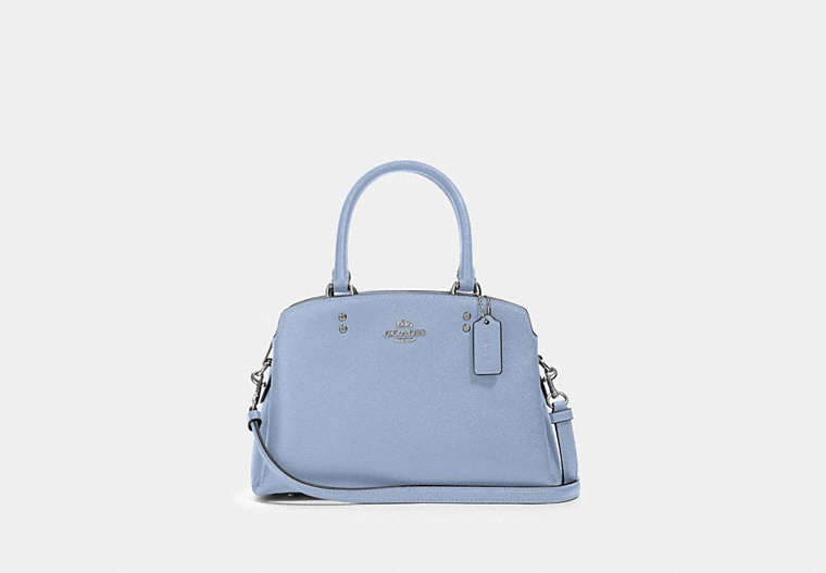 COACH®,MINI LILLIE CARRYALL,Leather,Large,Silver/TWILIGHT,Front View