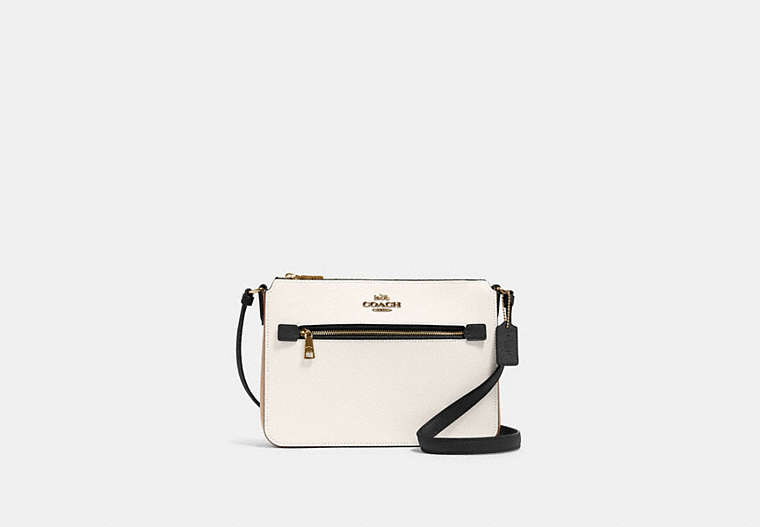 COACH®,GALLERY FILE BAG IN COLORBLOCK,pvc,Gold/Chalk Multi,Front View
