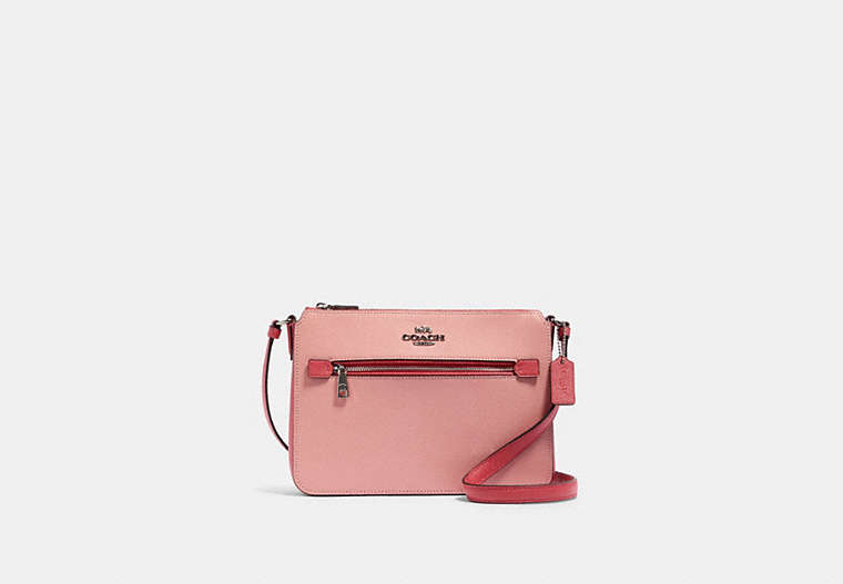 COACH®,GALLERY FILE BAG IN COLORBLOCK,pvc,Light Blush Multi/Silver,Front View