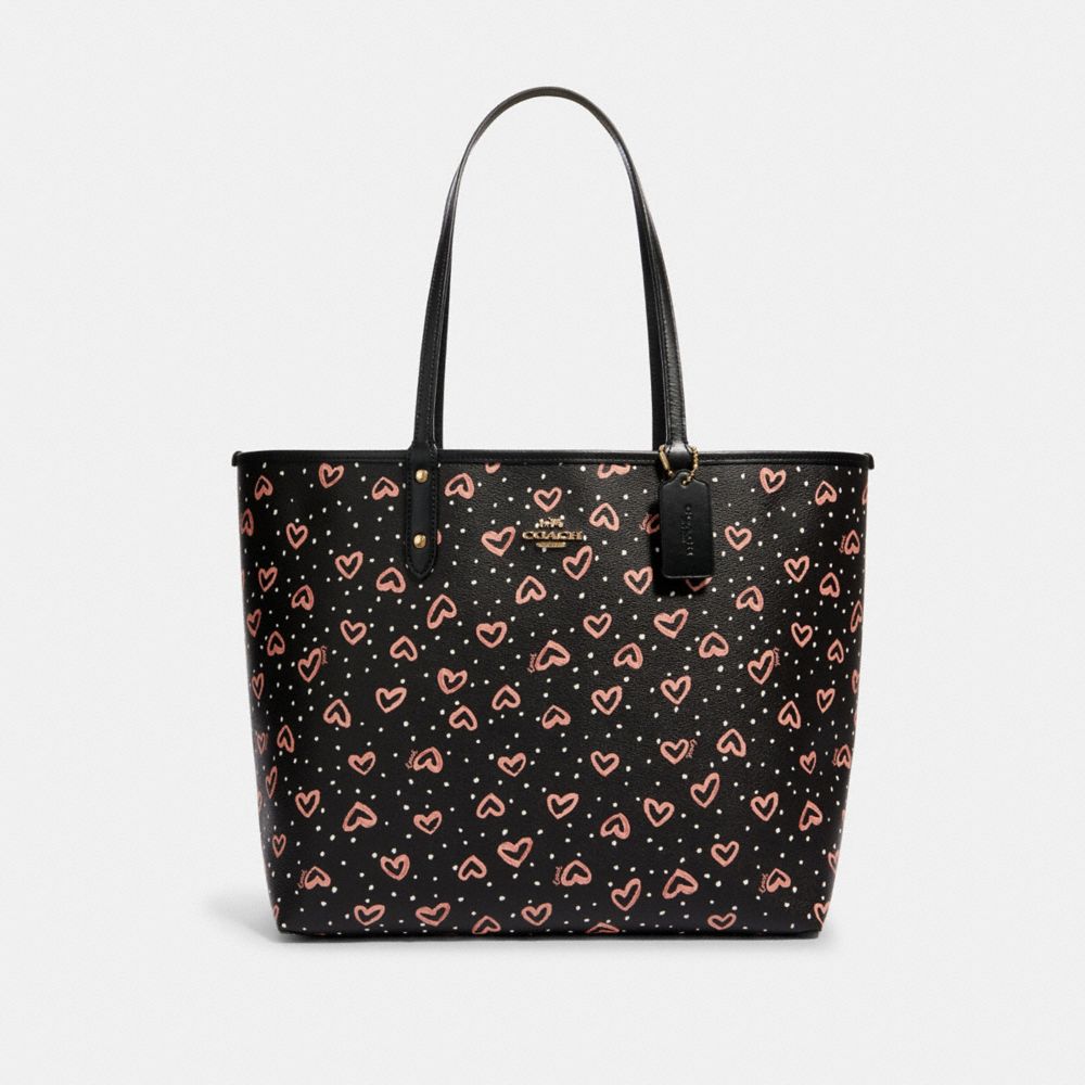 COACH Outlet Reversible City Tote With Crayon Hearts Print