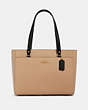 COACH®,ADDISON TOTE IN COLORBLOCK,Leather,Gold/Taupe Multi,Front View
