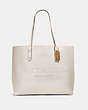 COACH®,TOWN TOTE WITH COACH PRINT,Leather,Gold/Chalk Light Saddle,Front View