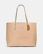 COACH®,TOWN TOTE WITH COACH PRINT,Leather,Gold/Taupe Poppy,Front View