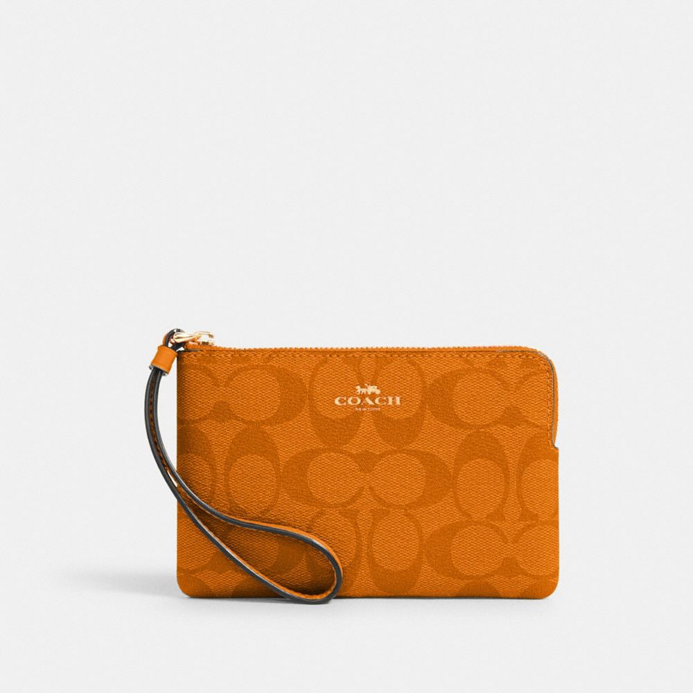 COACH® Outlet | Corner Zip Wristlet In Signature Canvas