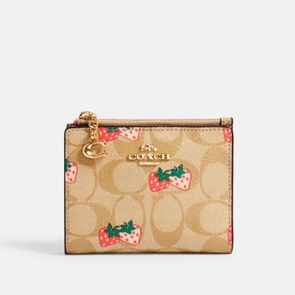 COACH®  Snap Wallet In Signature Canvas With Strawberry Print