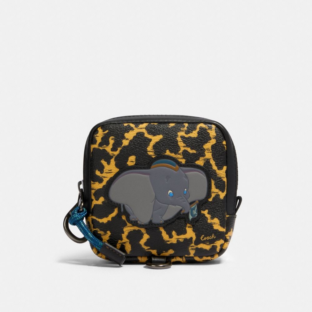 Disney X Coach Square Hybrid Pouch With Wavy Animal Print And Dumbo