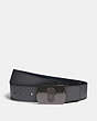 COACH®,PLAQUE BUCKLE CUT-TO-SIZE REVERSIBLE BELT, 38MM,Leather,QB/Industrial Grey Navy,Front View