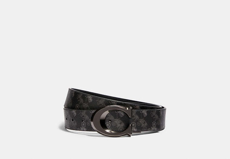 Signature Buckle Cut To Size Reversible Belt With Horse And Carriage Print, 38 Mm